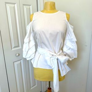 Cold shoulder Ruffle sleeve top